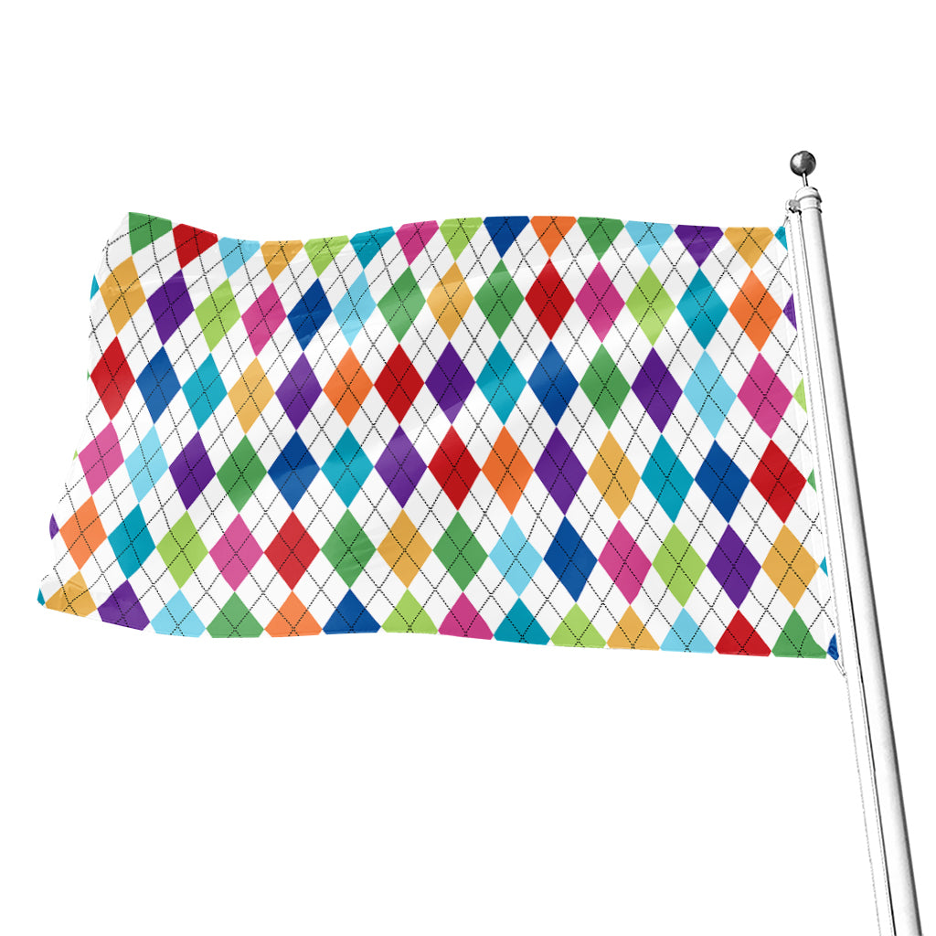 Colorful Argyle Pattern Print Flag