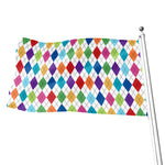 Colorful Argyle Pattern Print Flag