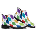 Colorful Argyle Pattern Print Flat Ankle Boots