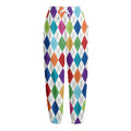 Colorful Argyle Pattern Print Fleece Lined Knit Pants