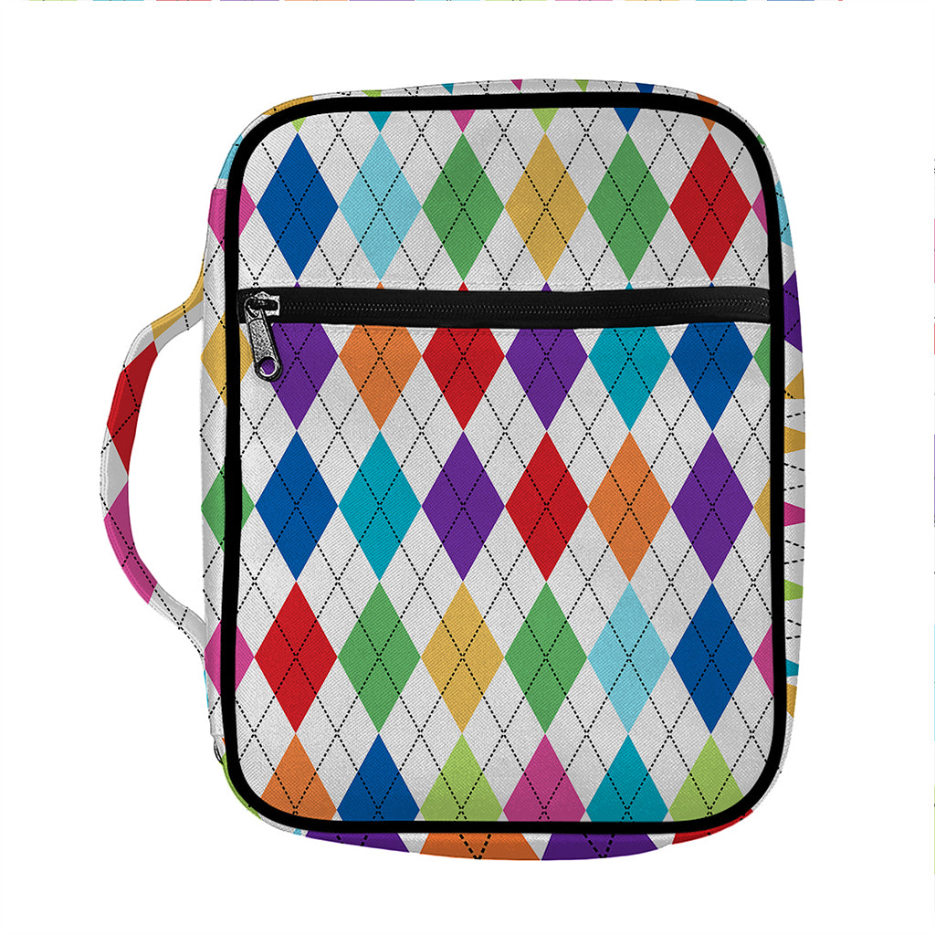 Colorful Argyle Pattern Print Front Pocket Bible Bag