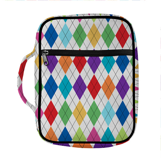 Colorful Argyle Pattern Print Front Pocket Bible Bag