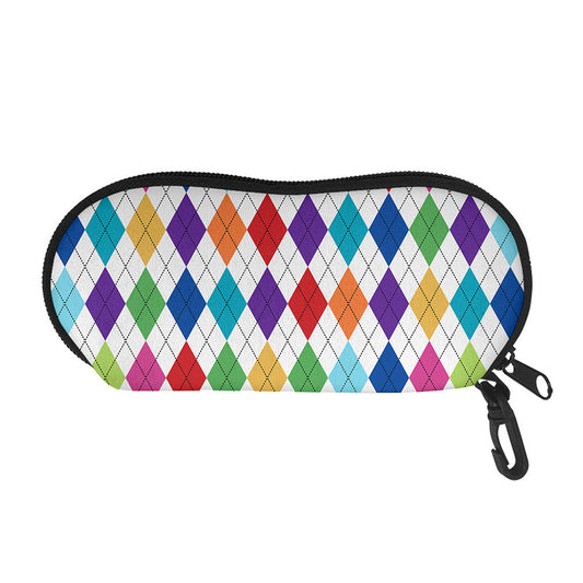 Colorful Argyle Pattern Print Glasses Case