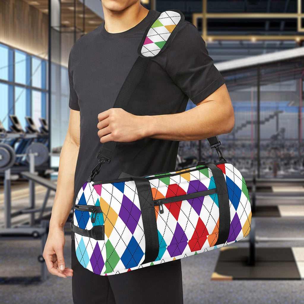 Colorful Argyle Pattern Print Gym Bag