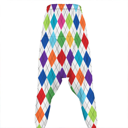 Colorful Argyle Pattern Print Hammer Pants