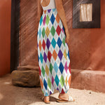 Colorful Argyle Pattern Print Harem Pants