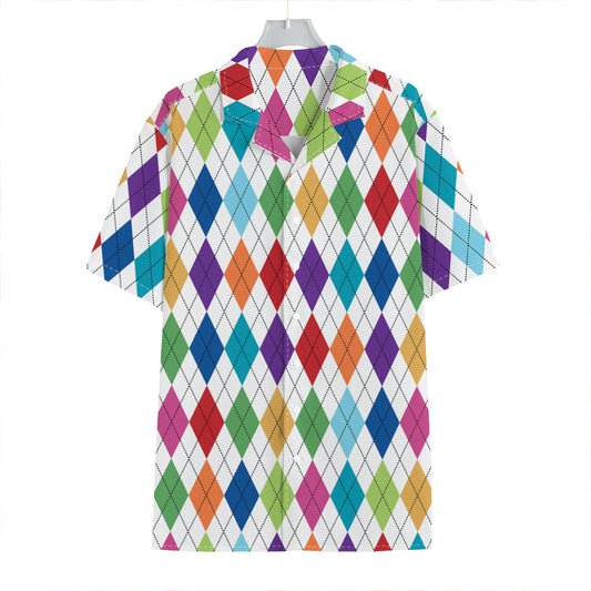 Colorful Argyle Pattern Print Hawaiian Shirt