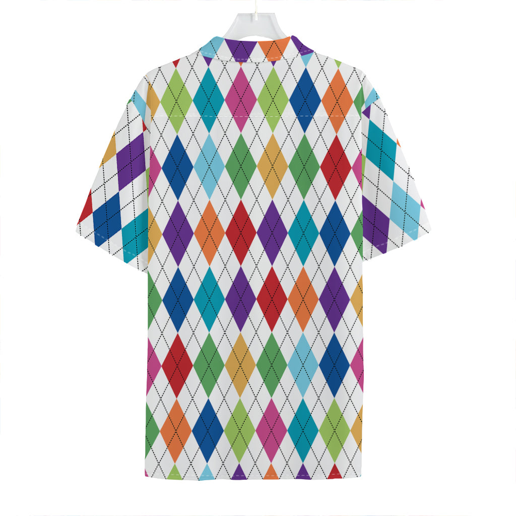 Colorful Argyle Pattern Print Hawaiian Shirt