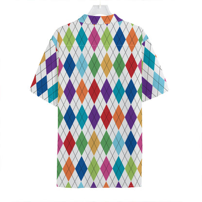 Colorful Argyle Pattern Print Hawaiian Shirt