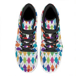 Colorful Argyle Pattern Print High Top Leather Sneakers