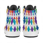 Colorful Argyle Pattern Print High Top Leather Sneakers