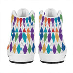 Colorful Argyle Pattern Print High Top Leather Sneakers