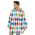Colorful Argyle Pattern Print Hoodie Blanket