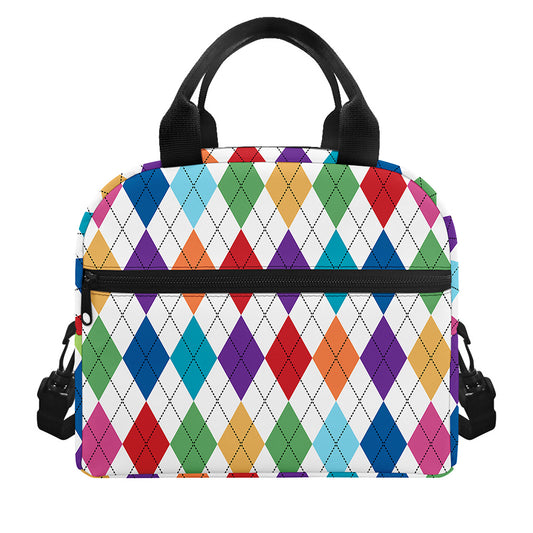 Colorful Argyle Pattern Print Insulated Lunch Bag