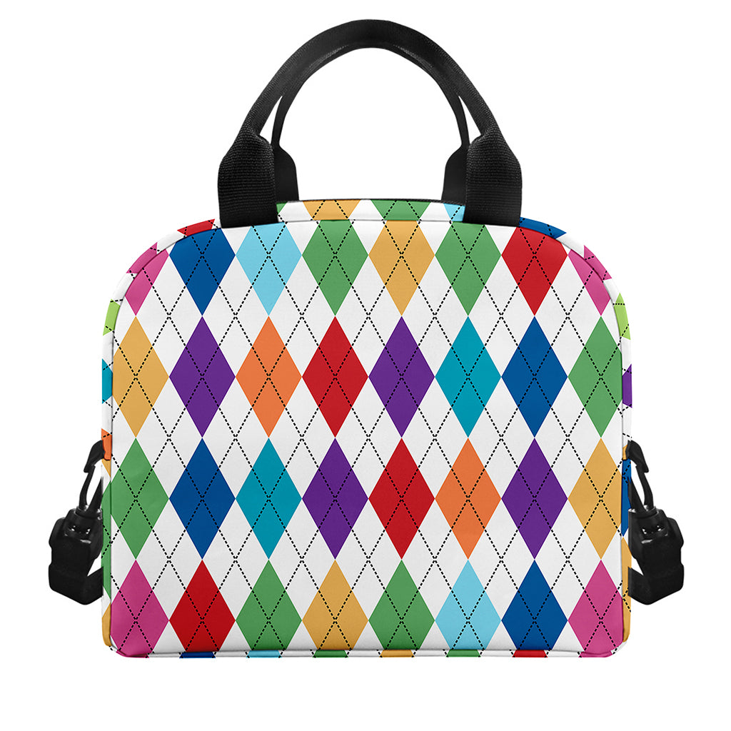 Colorful Argyle Pattern Print Insulated Lunch Bag