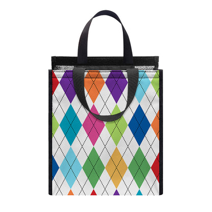Colorful Argyle Pattern Print Insulated Lunch Tote