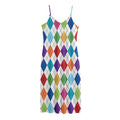 Colorful Argyle Pattern Print Jersey Midi Cami Dress
