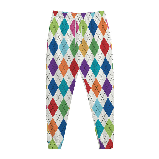 Colorful Argyle Pattern Print Jogger Pants