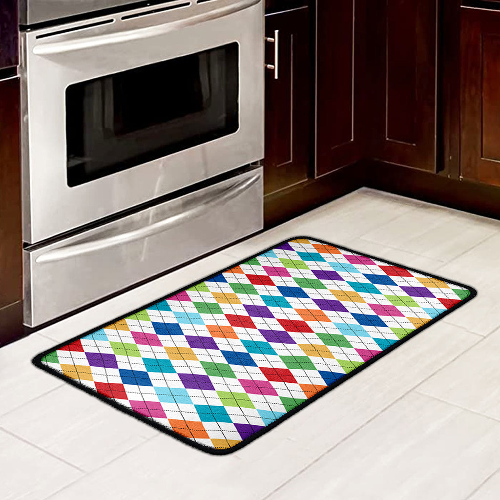 Colorful Argyle Pattern Print Kitchen Mat