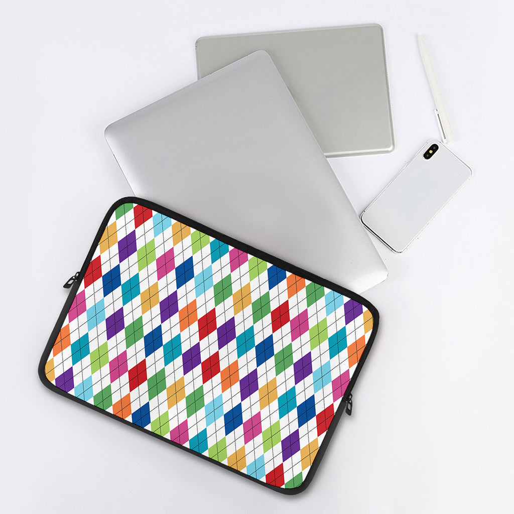 Colorful Argyle Pattern Print Laptop Sleeve