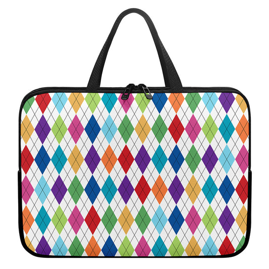 Colorful Argyle Pattern Print Laptop Sleeve With Handle