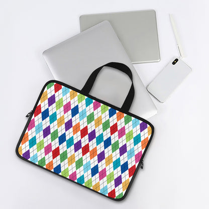 Colorful Argyle Pattern Print Laptop Sleeve With Handle