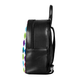 Colorful Argyle Pattern Print Leather Backpack