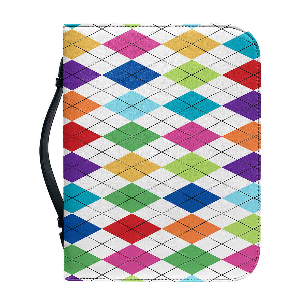 Colorful Argyle Pattern Print Leather Bible Cover