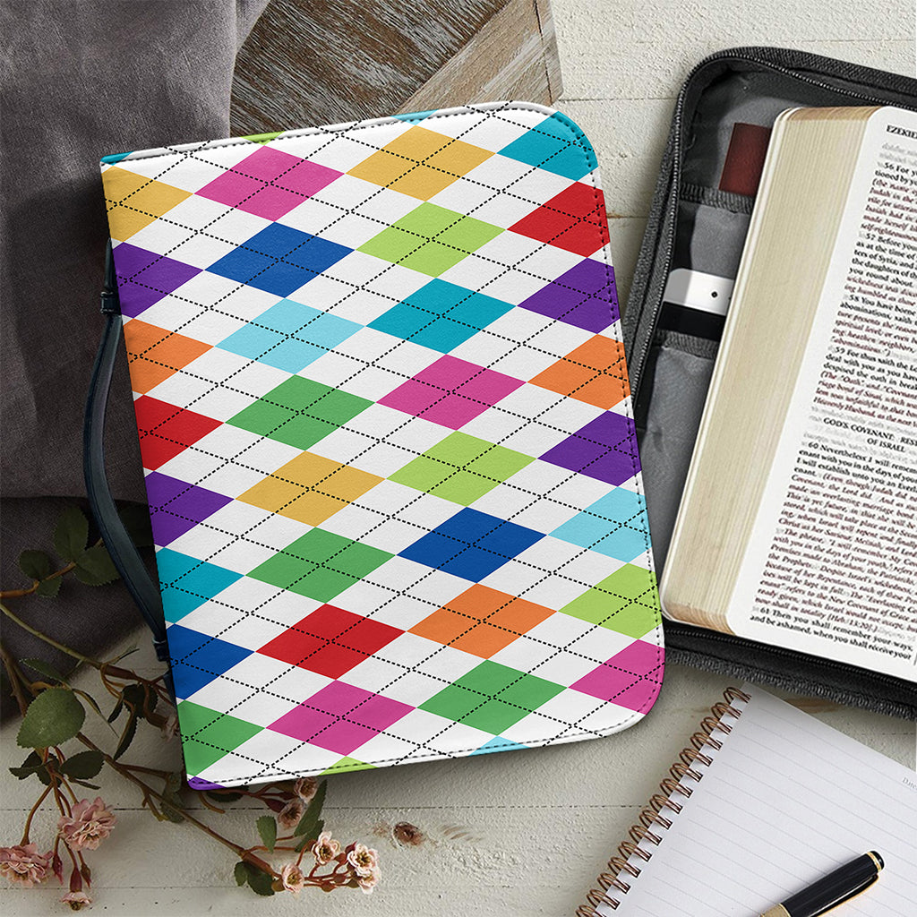 Colorful Argyle Pattern Print Leather Bible Cover