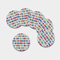 Colorful Argyle Pattern Print Leather Coaster Set