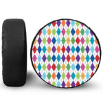 Colorful Argyle Pattern Print Leather Spare Tire Cover