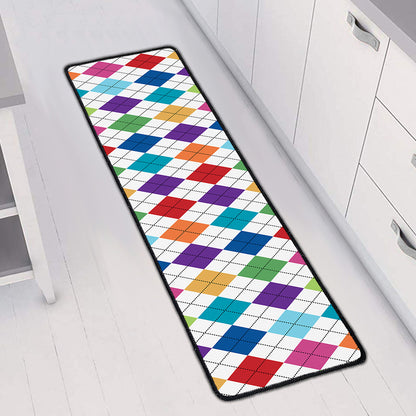 Colorful Argyle Pattern Print Long Kitchen Mat