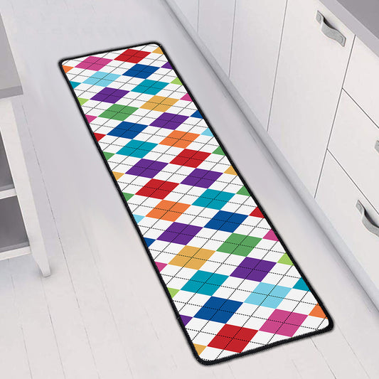 Colorful Argyle Pattern Print Long Kitchen Mat