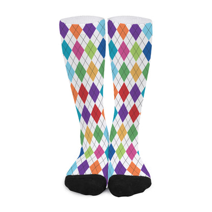 Colorful Argyle Pattern Print Long Socks