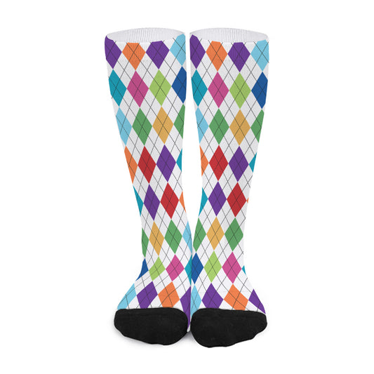 Colorful Argyle Pattern Print Long Socks