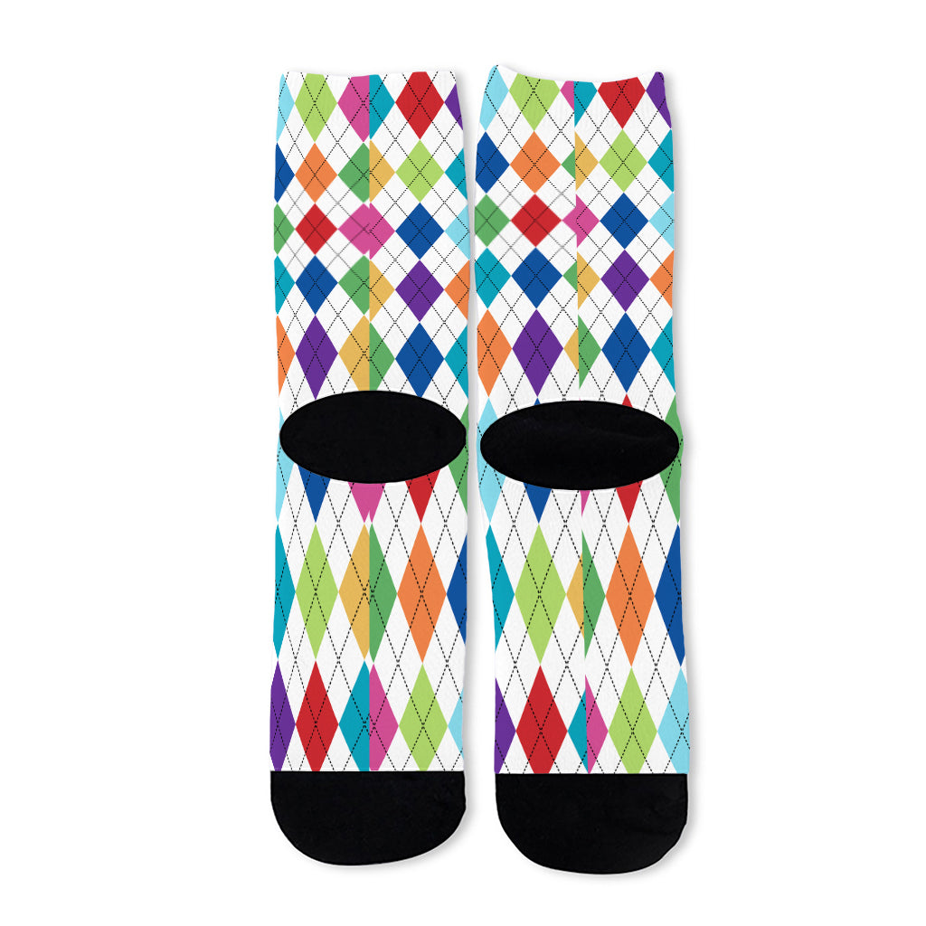 Colorful Argyle Pattern Print Long Socks