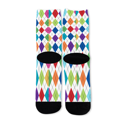 Colorful Argyle Pattern Print Long Socks