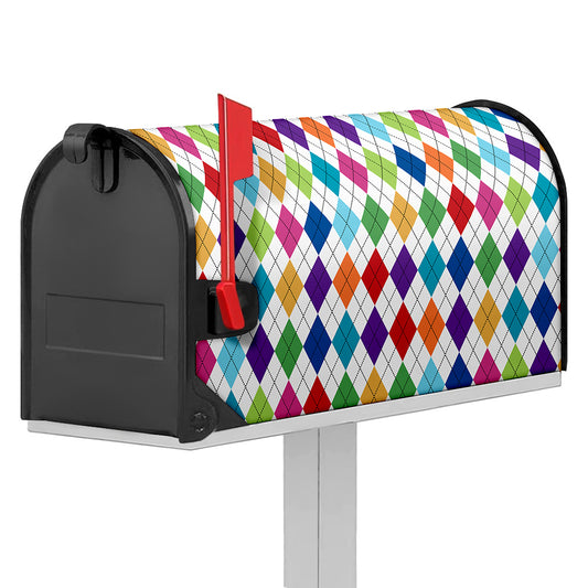 Colorful Argyle Pattern Print Mailbox Cover