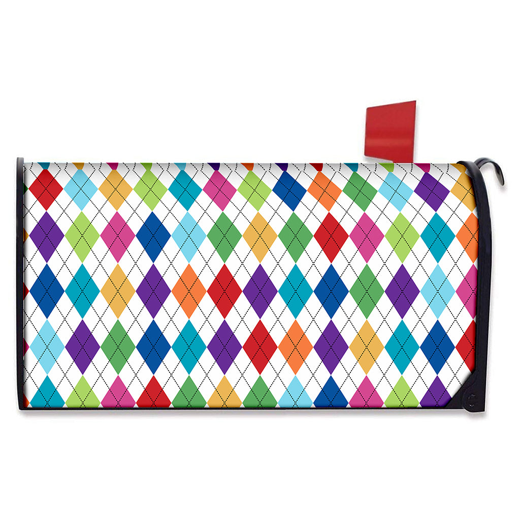 Colorful Argyle Pattern Print Mailbox Cover