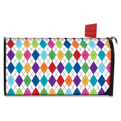 Colorful Argyle Pattern Print Mailbox Cover
