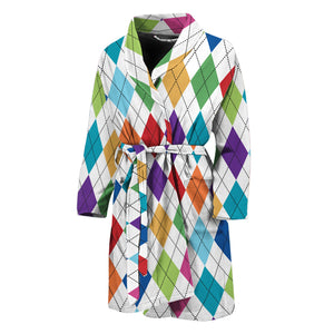 Colorful Argyle Pattern Print Men's Bathrobe