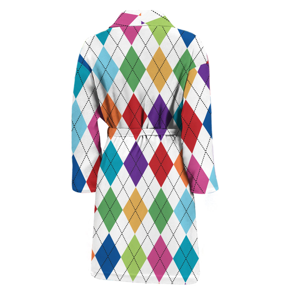 Colorful Argyle Pattern Print Men's Bathrobe