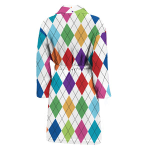 Colorful Argyle Pattern Print Men's Bathrobe