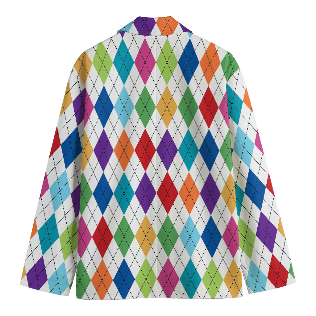 Colorful Argyle Pattern Print Men's Blazer