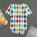 Colorful Argyle Pattern Print Men's Bodysuit