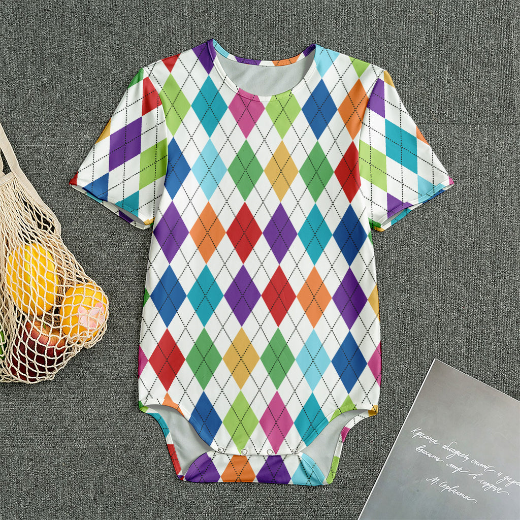Colorful Argyle Pattern Print Men's Bodysuit