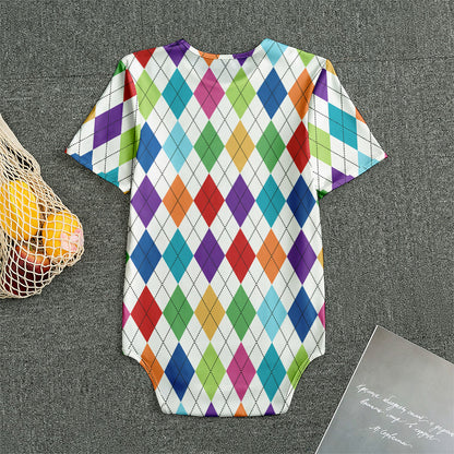 Colorful Argyle Pattern Print Men's Bodysuit