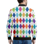 Colorful Argyle Pattern Print Men's Bomber Jacket