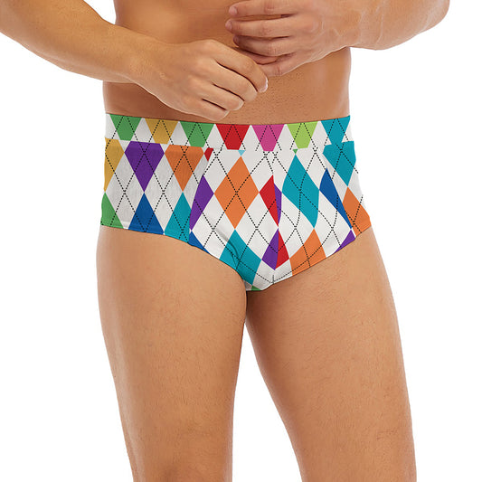 Colorful Argyle Pattern Print Men's Briefs
