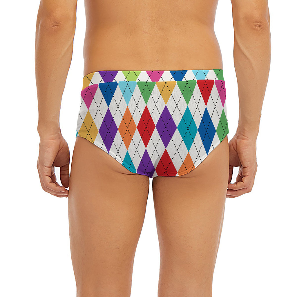 Colorful Argyle Pattern Print Men's Briefs